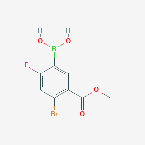 molecular formula C8H7BBrFO4 B8119173 4-Bromo-2-fluoro-5-(methoxycarbonyl)phenylboronic acid 