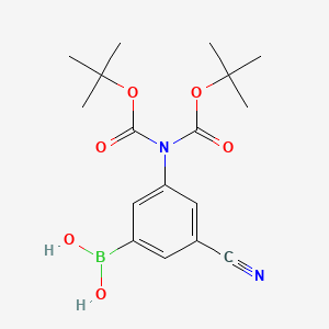 molecular formula C17H23BN2O6 B8119213 [3-[Bis[(2-methylpropan-2-yl)oxycarbonyl]amino]-5-cyanophenyl]boronic acid 