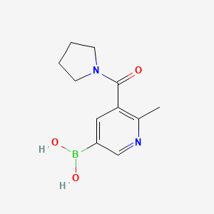 molecular formula C11H15BN2O3 B8119229 [6-Methyl-5-(pyrrolidine-1-carbonyl)pyridin-3-yl]boronic acid 