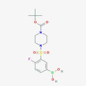 molecular formula C15H22BFN2O6S B8119301 3-(4-BOC-Piperazino-1-sulfonyl)-4-fluorophenylboronic acid 
