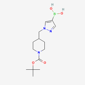 molecular formula C14H24BN3O4 B8119397 (1-((1-(Tert-butoxycarbonyl)piperidin-4-YL)methyl)-1H-pyrazol-4-YL)boronic acid 