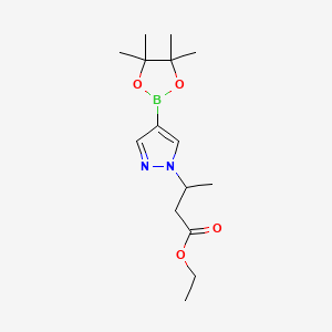 molecular formula C15H25BN2O4 B8119432 Ethyl 3-[4-(4,4,5,5-tetramethyl-1,3,2-dioxaborolan-2-yl)pyrazol-1-yl]butanoate 