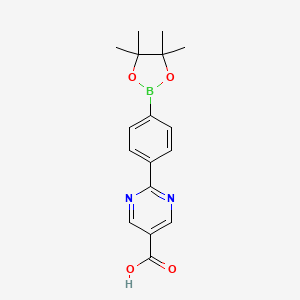 molecular formula C17H19BN2O4 B8119443 2-[4-(4,4,5,5-Tetramethyl-1,3,2-dioxaborolan-2-yl)phenyl]pyrimidine-5-carboxylic acid 
