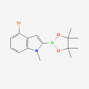 molecular formula C15H19BBrNO2 B8119454 4-Bromo-1-methyl-2-(4,4,5,5-tetramethyl-1,3,2-dioxaborolan-2-YL)-indole 