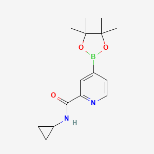 molecular formula C15H21BN2O3 B8119460 N-Cyclopropyl-4-(4,4,5,5-tetramethyl-1,3,2-dioxaborolan-2-YL)picolinamide 