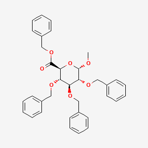 molecular formula C35H36O7 B8119712 benzyl (2S,3S,4S,5R,6S)-6-methoxy-3,4,5-tris(phenylmethoxy)oxane-2-carboxylate 
