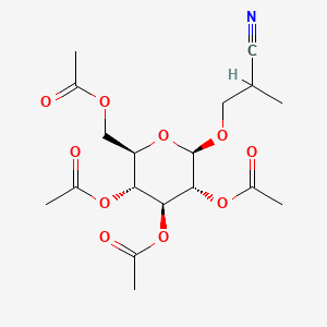 molecular formula C18H25NO10 B8119719 [(2R,3R,4S,5R,6R)-3,4,5-triacetyloxy-6-(2-cyanopropoxy)oxan-2-yl]methyl acetate 
