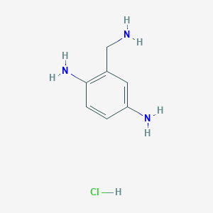 molecular formula C7H12ClN3 B8119787 2-(Aminomethyl)benzene-1,4-diamine;hydrochloride 