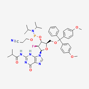 N-[9-[(2R,3S,4R,5R)-5-[[bis(4-methoxyphenyl)-phenylmethoxy]methyl]-4-[2-cyanoethoxy-[di(propan-2-yl)amino]phosphanyl]oxy-3-fluorooxolan-2-yl]-6-oxo-3H-purin-2-yl]-2-methylpropanamide