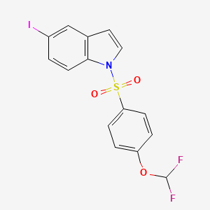 molecular formula C15H10F2INO3S B8119929 1-(4-difluoromethoxybenzenesulfonyl)-5-iodo-1H-indole 