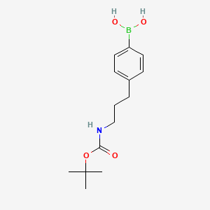 molecular formula C14H22BNO4 B8119961 [4-[3-[(2-Methylpropan-2-yl)oxycarbonylamino]propyl]phenyl]boronic acid 