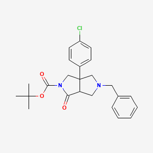 molecular formula C24H27ClN2O3 B8119987 Pyrrolo[3,4-c]pyrrole-2(1H)-carboxylic acid, 3a-(4-chlorophenyl)hexahydro-1-oxo-5-(phenylmethyl)-, 1,1-dimethylethyl ester 