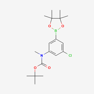 molecular formula C18H27BClNO4 B8119991 [3-Chloro-5-(4,4,5,5-tetramethyl-[1,3,2]dioxaborolan-2-yl)-phenyl]-methyl-carbamic acid tert-butyl ester 