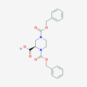 molecular formula C21H22N2O6 B8120042 (R)-1,4-bis((benzyloxy)carbonyl)piperazine-2-carboxylic acid 