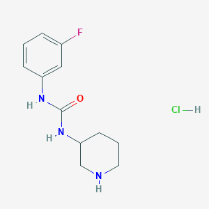 molecular formula C12H17ClFN3O B8120056 3-(3-Fluorophenyl)-1-(piperidin-3-yl)urea hydrochloride 
