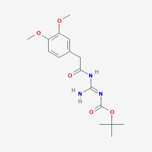 molecular formula C16H23N3O5 B8120074 tert-butyl (NE)-N-[amino-[[2-(3,4-dimethoxyphenyl)acetyl]amino]methylidene]carbamate 
