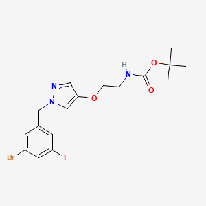 molecular formula C17H21BrFN3O3 B8120082 {2-[1-(3-Bromo-5-fluorobenzyl)-1H-pyrazol-4-yloxy]-ethyl}-carbamic acid tert-butyl ester 