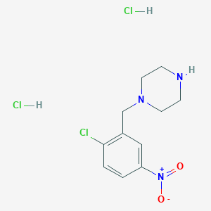 molecular formula C11H16Cl3N3O2 B8120086 1-(2-Chloro-5-nitro-benzyl)-piperazine dihydrochloride 