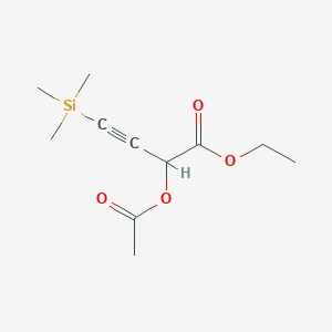 molecular formula C11H18O4Si B8120204 2-Acetoxy-4-trimethylsilanyl-but-3-ynoic acid ethyl ester 