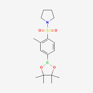 molecular formula C17H26BNO4S B8120207 1-[2-Methyl-4-(4,4,5,5-tetramethyl-[1,3,2]dioxaborolan-2-yl)-benzenesulfonyl]-pyrrolidine 