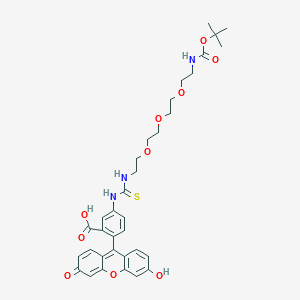 molecular formula C34H39N3O10S B8120223 2-(3-Hydroxy-6-oxoxanthen-9-yl)-5-[2-[2-[2-[2-[(2-methylpropan-2-yl)oxycarbonylamino]ethoxy]ethoxy]ethoxy]ethylcarbamothioylamino]benzoic acid 