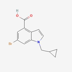molecular formula C13H12BrNO2 B8120247 6-Bromo-1-cyclopropylmethyl-1H-indole-4-carboxylic acid 