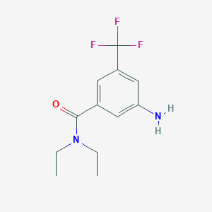 molecular formula C12H15F3N2O B8120253 3-Amino-N,N-diethyl-5-trifluoromethyl-benzamide 