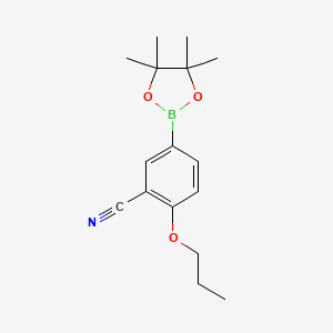 molecular formula C16H22BNO3 B8120313 2-Propoxy-5-(4,4,5,5-tetramethyl-1,3,2-dioxaborolan-2-yl)benzonitrile 