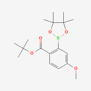 molecular formula C18H27BO5 B8120315 2-Boc-5-methoxyphenylboronic acid pinacol ester 
