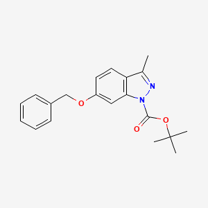 molecular formula C20H22N2O3 B8120378 1h-Indazole-1-carboxylic acid,3-methyl-6-(phenylmethoxy)-,1,1-dimethylethyl ester 