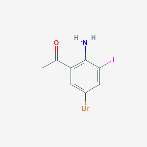molecular formula C8H7BrINO B8120409 1-(2-Amino-5-bromo-3-iodo-phenyl)-ethanone 