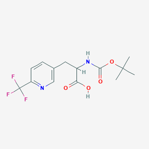 molecular formula C14H17F3N2O4 B8120480 2-tert-Butoxycarbonylamino-3-(6-trifluoromethyl-pyridin-3-yl)-propionic acid 