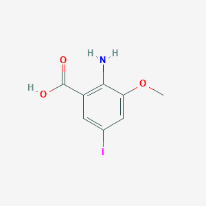 molecular formula C8H8INO3 B8120491 Benzoic acid, 2-amino-5-iodo-3-methoxy- 