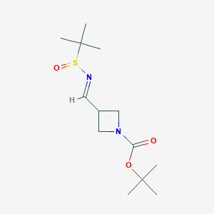 molecular formula C13H24N2O3S B8120492 tert-Butyl 3-(((tert-butylsulfinyl)imino)methyl)azetidine-1-carboxylate 