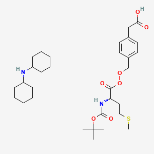 molecular formula C31H50N2O7S B8120547 N-cyclohexylcyclohexanamine;2-[4-[[(2S)-2-[(2-methylpropan-2-yl)oxycarbonylamino]-4-methylsulfanylbutanoyl]peroxymethyl]phenyl]acetic acid 
