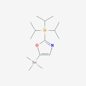 molecular formula C15H31NOSiSn B8120588 2-(Triisopropylsilyl)-5-(trimethylstannyl)oxazole 