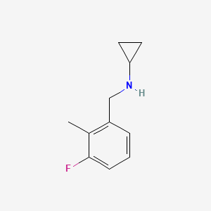 molecular formula C11H14FN B8120728 N-[(3-fluoro-2-methylphenyl)methyl]cyclopropanamine 
