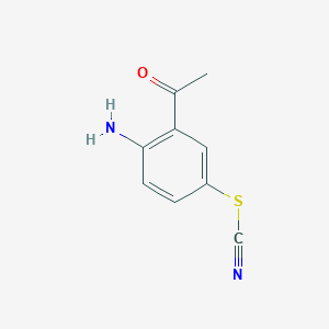 molecular formula C9H8N2OS B8120768 (3-Acetyl-4-aminophenyl) thiocyanate 
