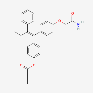 molecular formula C29H31NO4 B8120832 4-(1-(4-(2-Amino-2-oxoethoxy)phenyl)-2-phenylbut-1-en-1-yl)phenyl pivalate 