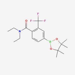 molecular formula C18H25BF3NO3 B8121067 N,N-Diethyl-4-(4,4,5,5-tetramethyl-[1,3,2]dioxaborolan-2-yl)-2-trifluoromethyl-benzamide 