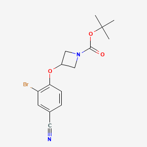molecular formula C15H17BrN2O3 B8121082 3-(2-Bromo-4-cyanophenoxy)-azetidine-1-carboxylic acid tert-butyl ester 