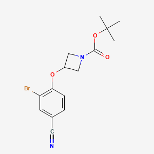 molecular formula C15H17BrN2O3 B8121082 tert-Butyl 3-(2-bromo-4-cyanophenoxy)azetidine-1-carboxylate 