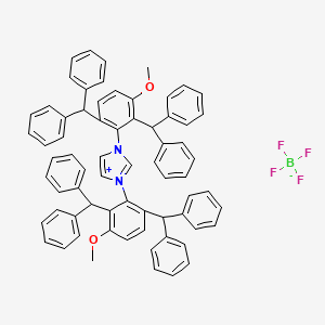 molecular formula C69H57BF4N2O2 B8121130 1,3-Bis(2,6-dibenzhydryl-3-methoxyphenyl)imidazol-1-ium;tetrafluoroborate 