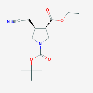 molecular formula C14H22N2O4 B8121137 trans-1-tert-Butyl 3-ethyl 4-(cyanomethyl)pyrrolidine-1,3-dicarboxylate 