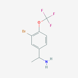 molecular formula C9H9BrF3NO B8121181 1-(3-Bromo-4-trifluoromethoxy-phenyl)-ethylamine 