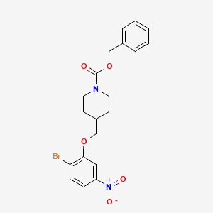 molecular formula C20H21BrN2O5 B8121199 4-(2-Bromo-5-nitro-phenoxymethyl)-piperidine-1-carboxylic acid benzyl ester 