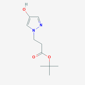 molecular formula C10H16N2O3 B8121221 tert-Butyl 3-(4-hydroxy-1H-pyrazol-1-yl)propanoate 