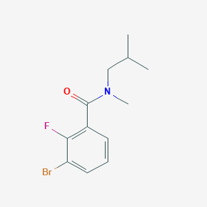 molecular formula C12H15BrFNO B8121234 3-Bromo-2-fluoro-N-isobutyl-N-methyl-benzamide 
