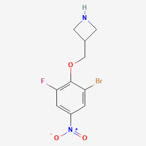 molecular formula C10H10BrFN2O3 B8121240 3-(2-Bromo-6-fluoro-4-nitro-phenoxymethyl)-azetidine 