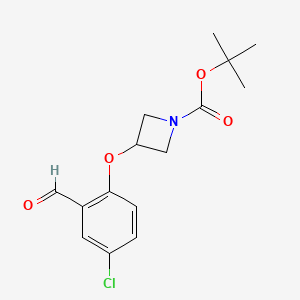 molecular formula C15H18ClNO4 B8121311 3-(4-Chloro-2-formylphenoxy)-azetidine-1-carboxylic acid tert-butyl ester 